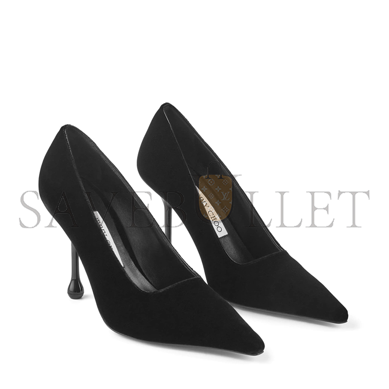 JIMMY CHOO IXIA 95 BLACK VELVET PUMPS IXIA95VEL JIMMY CHOO IXIA 95 BLACK VELVET PUMPS IXIA95VEL